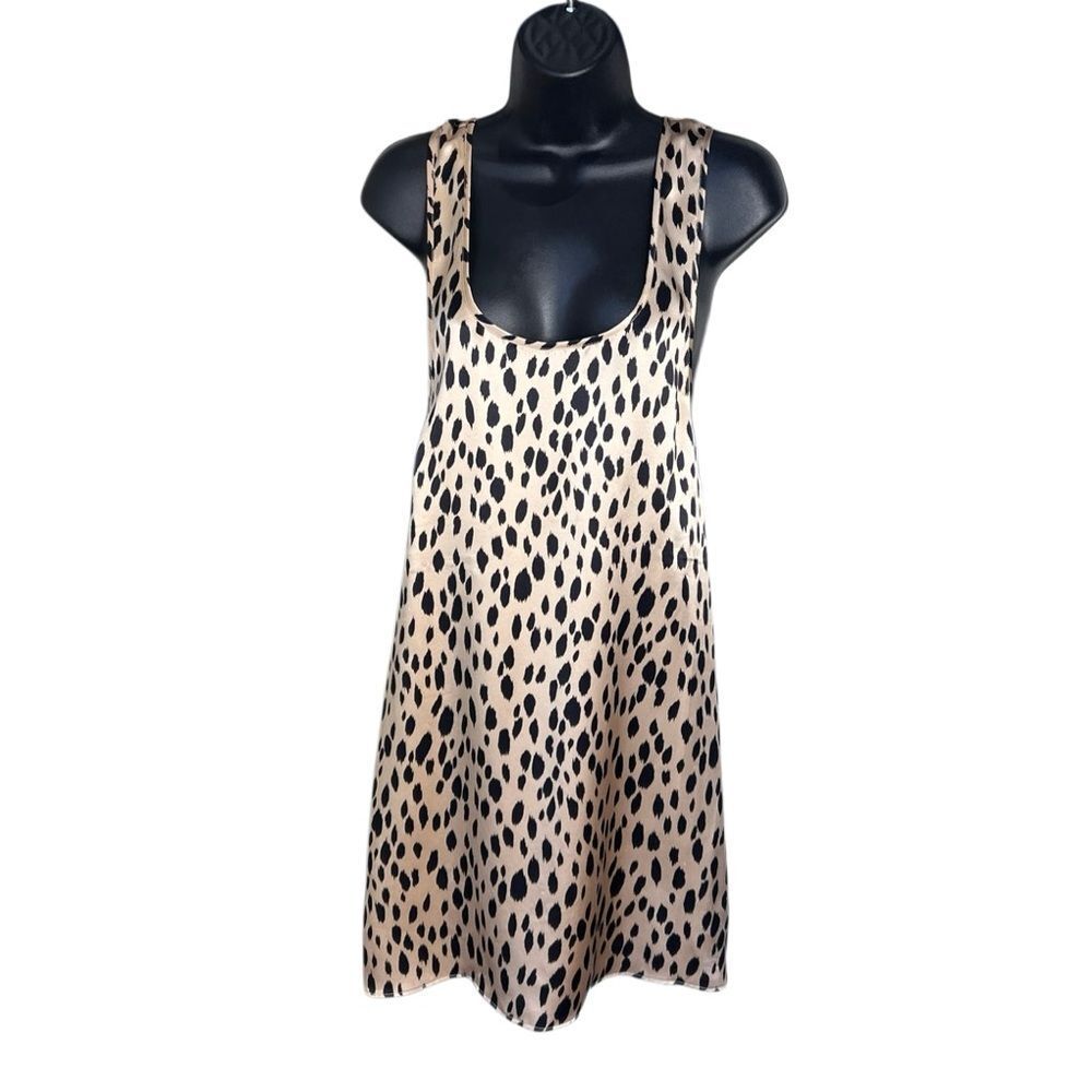 Simone 100% Silk Mini Slip Dress Leopard Print Size Medium